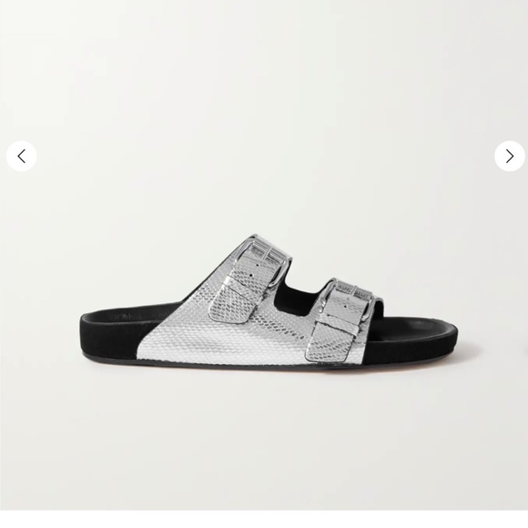 Isabel Marant Lenyo Silver snake effect slides - Size 7 US - Picture 10 of 14